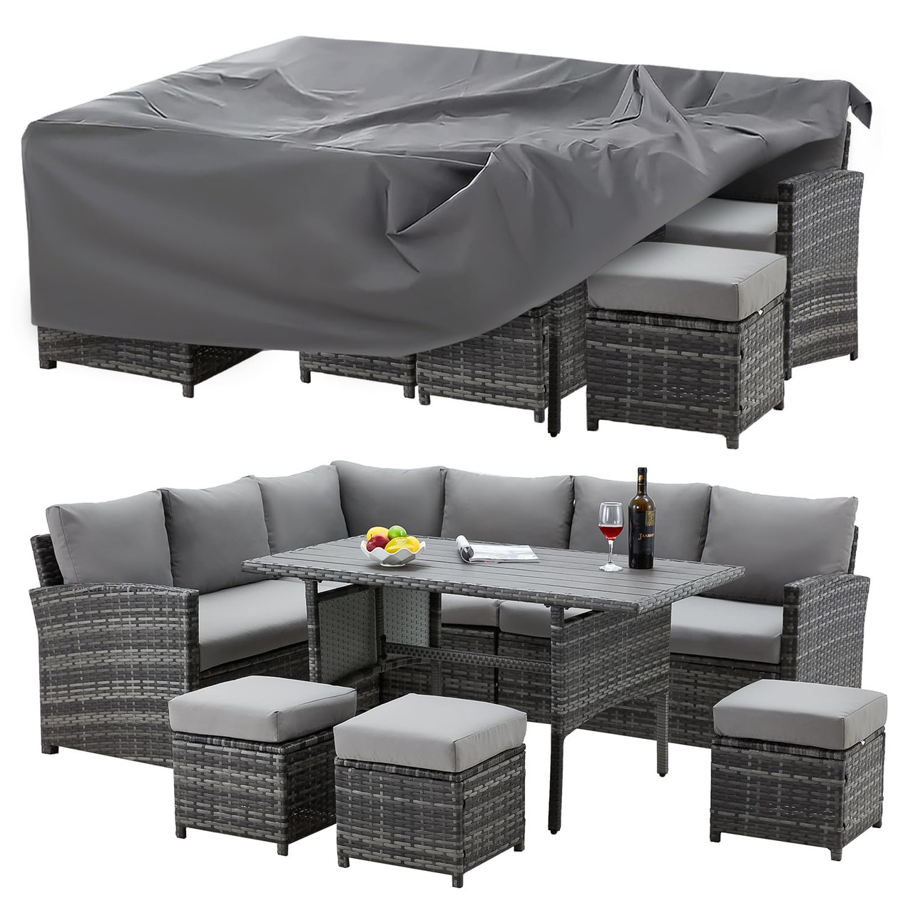 7-Piece Outdoor All-Weather Rattan Wicker Sectional Sofa Set product image