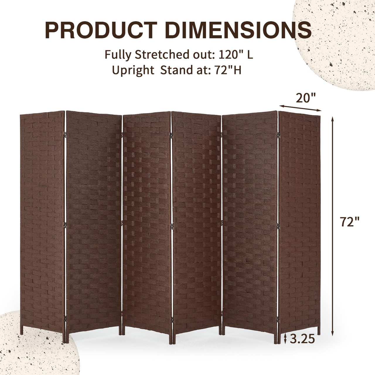 6-Foot 6-Panel Room Divider Privacy Screen product image