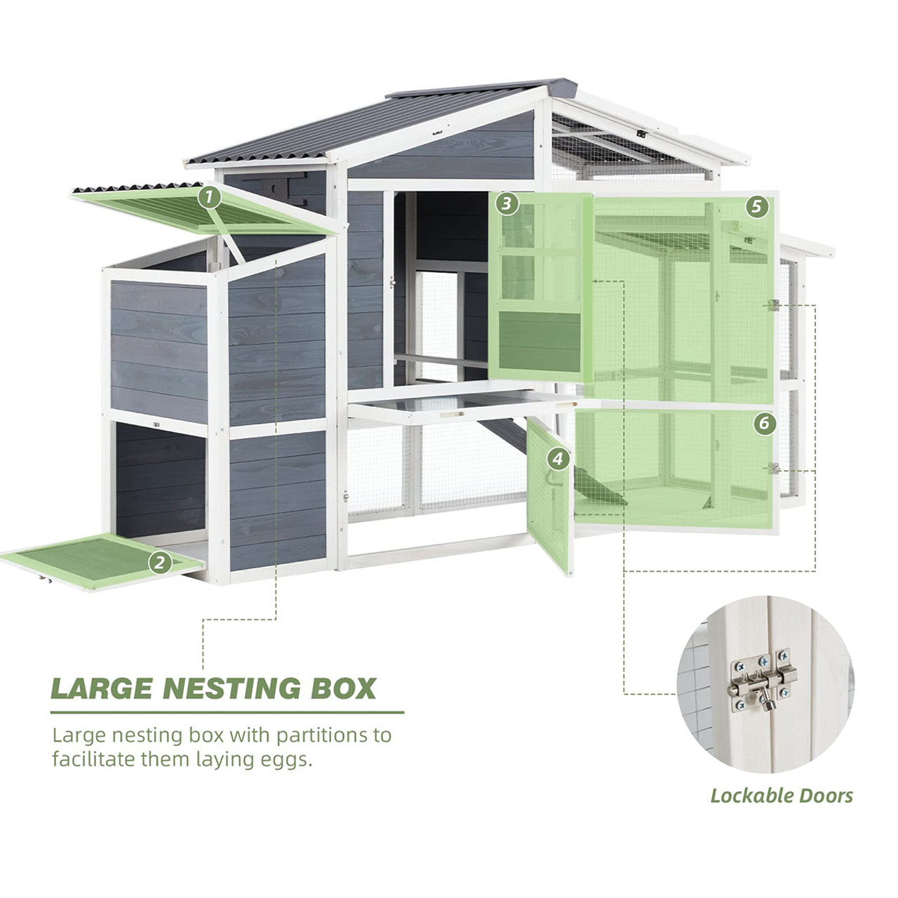 Large Outdoor Chicken Coop with Nesting Box product image