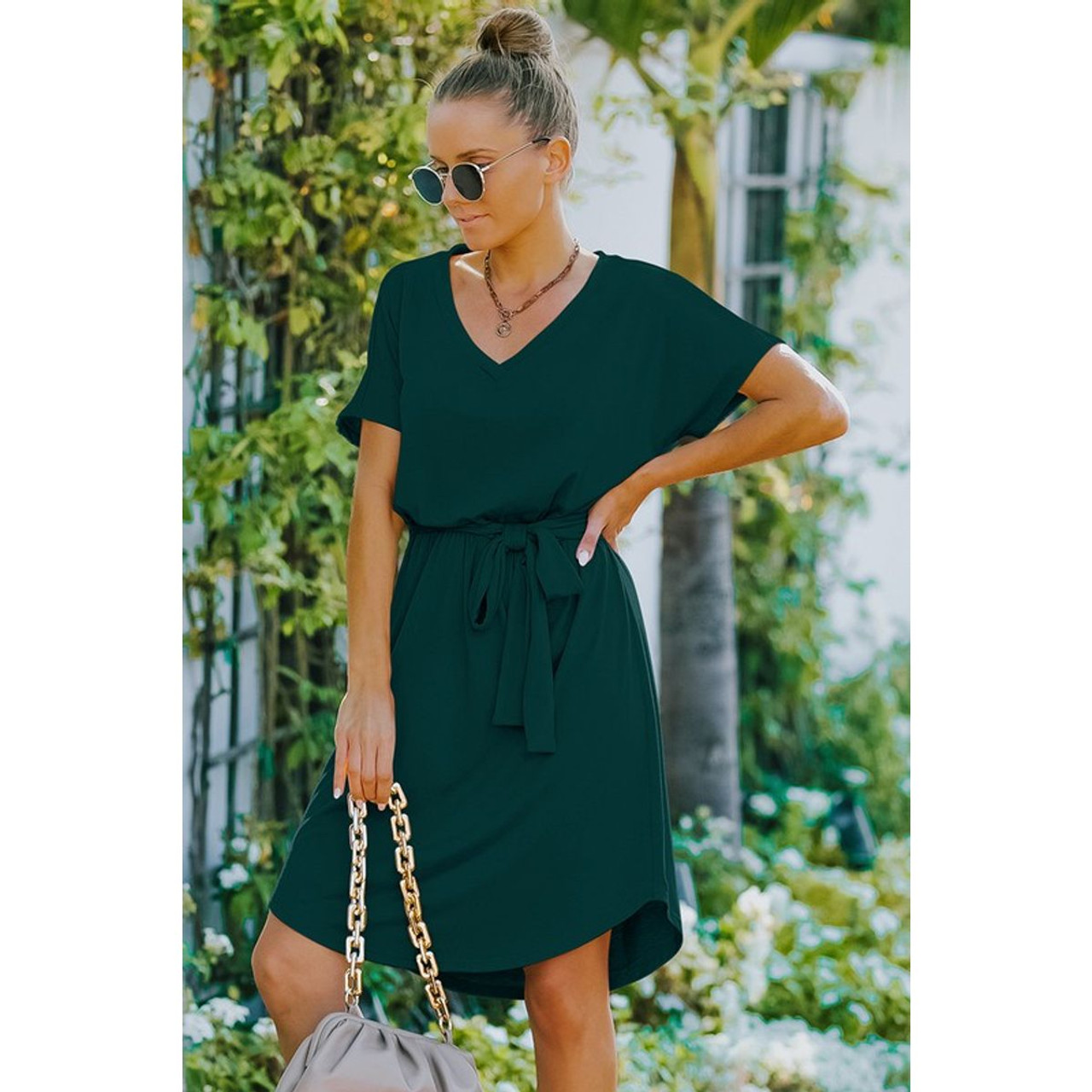 Short Sleeve Tee Waist Tie Dress for Women product image