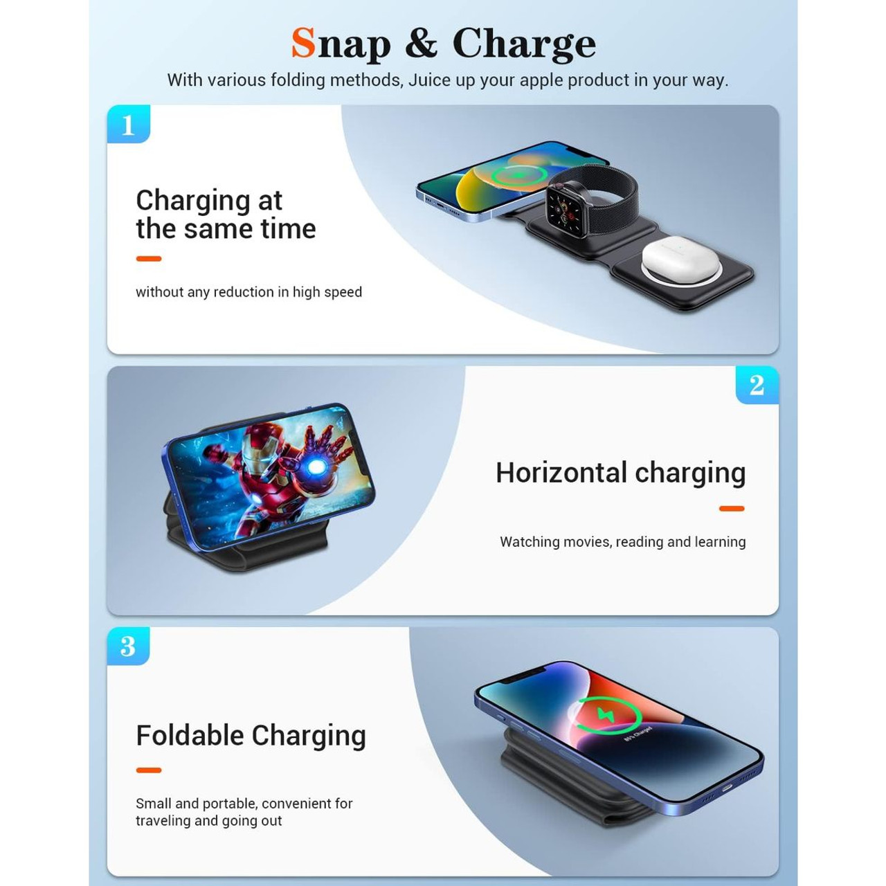 IMPUVERS Magnetic Foldable Wireless Charging Station product image