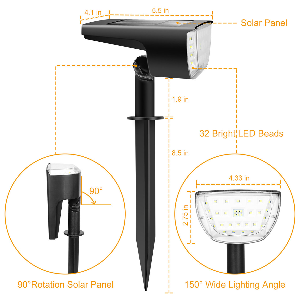 Solarek® 32-LED Solar Landscape Spotlight (2-Pack) product image