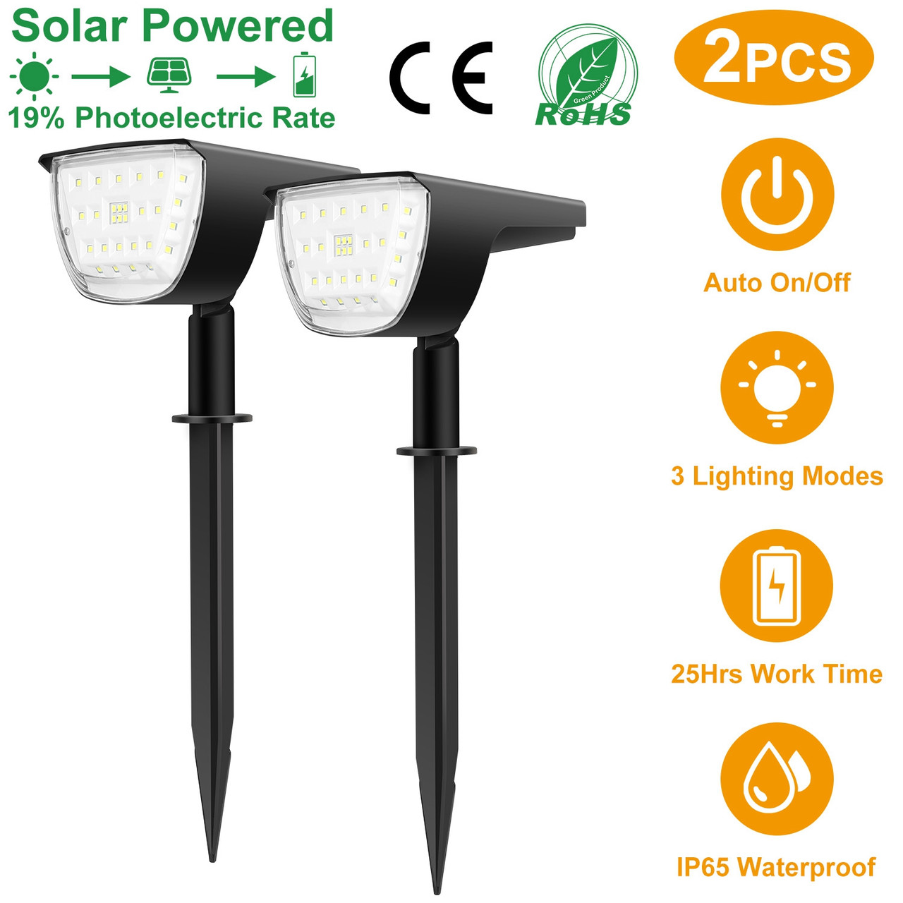 Solarek® 32-LED Solar Landscape Spotlight (2-Pack) product image