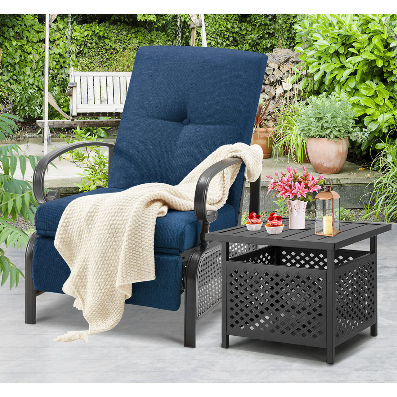 Adjustable Outdoor Metal Recliner (1 or 2-Pack) product image