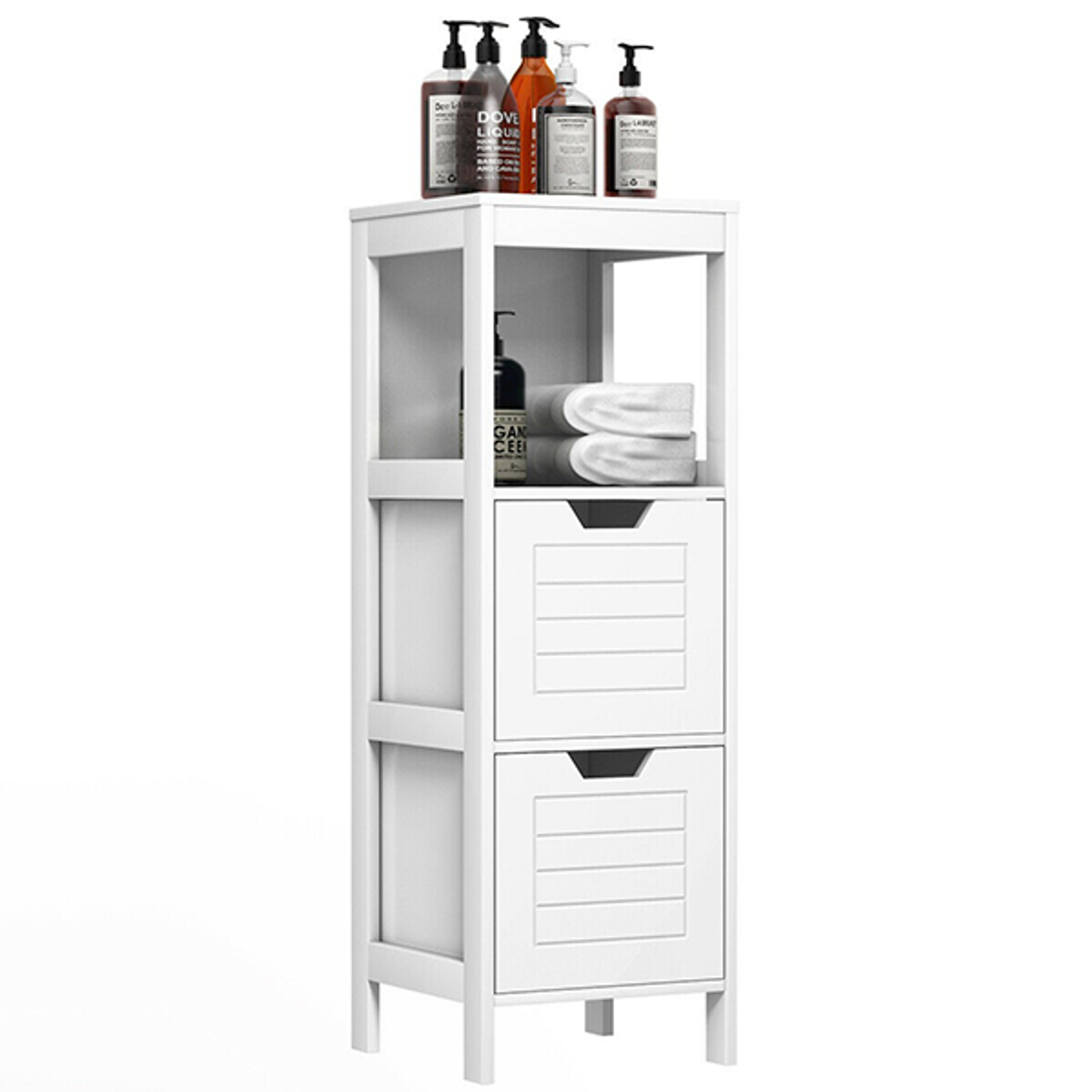 3-Tier Wooden Floor-Standing Storage Cabinet with Drawers product image