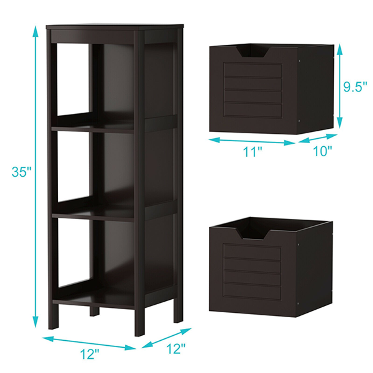 3-Tier Wooden Floor-Standing Storage Cabinet with Drawers product image