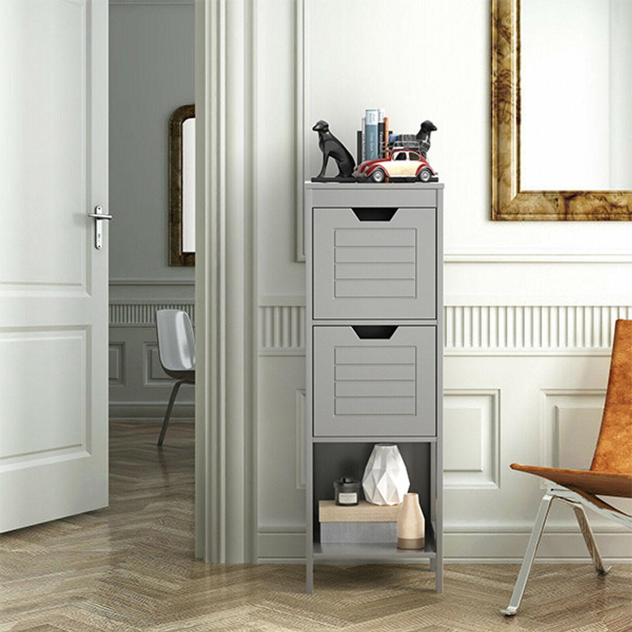 3-Tier Wooden Floor-Standing Storage Cabinet with Drawers product image