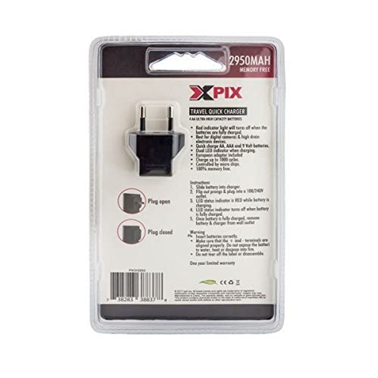 XPIX AA Ultra High Capacity Batteries with Travel Charger (2950mAh) product image