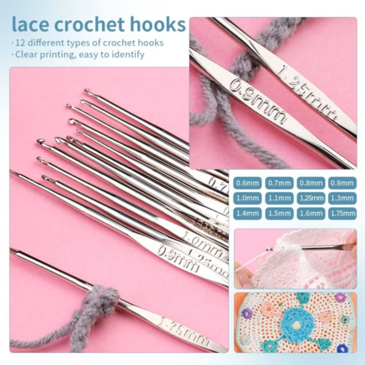 120pcs Crochet Kit for Beginners DIY handcraft knitting Including Crochet acrylic Yarn TPR hooks set storage bag product image