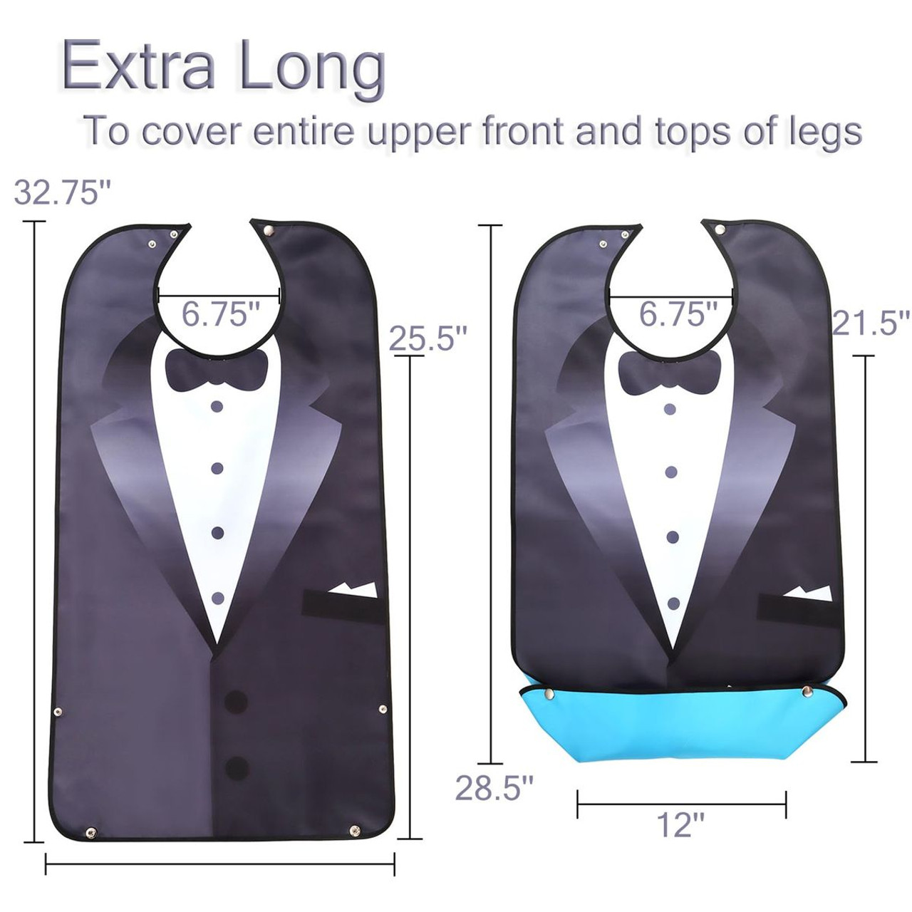 Bibs for Eating, Washable and Waterproof  Bibs for Elderly Men 34 X 17.5 Inch Clothing Protectors  for Men Seniors , Bow Tie product image