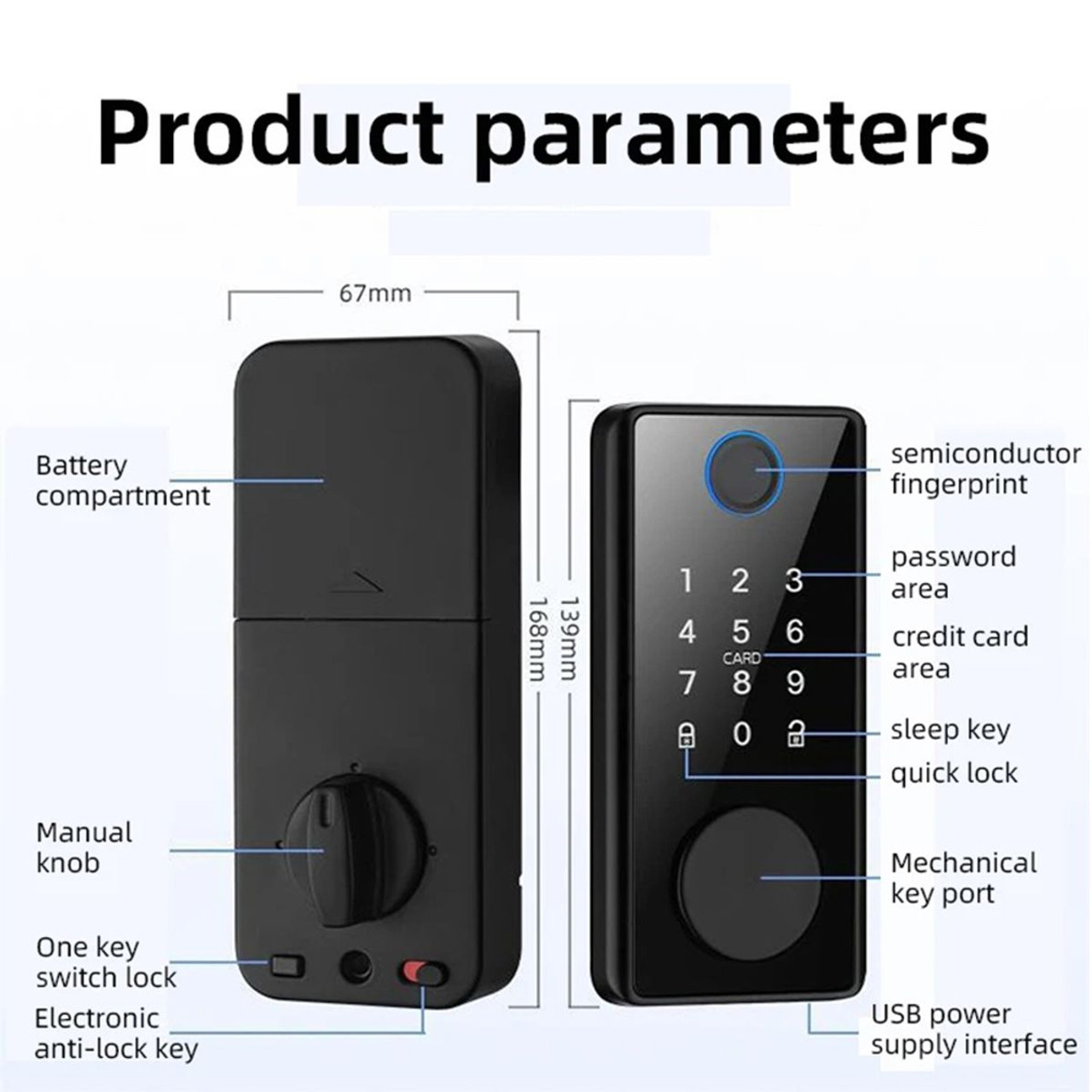 Tuya Smart Home Bluetooth Fingerprint Locks Smart Door Lock Password APP Remote Unlock Electronic Lock product image