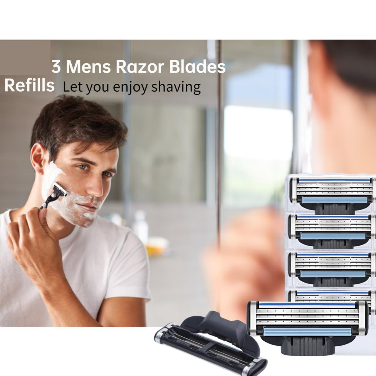 Razor Blades Refills for Mach3,Mens Razor Blades,Turbo Razor Blades Refills for Gillette,with Precision Cut Stainless Steel Blades for Gillette,for Longer Hair Hard to Shave Spots (8Pcs) product image