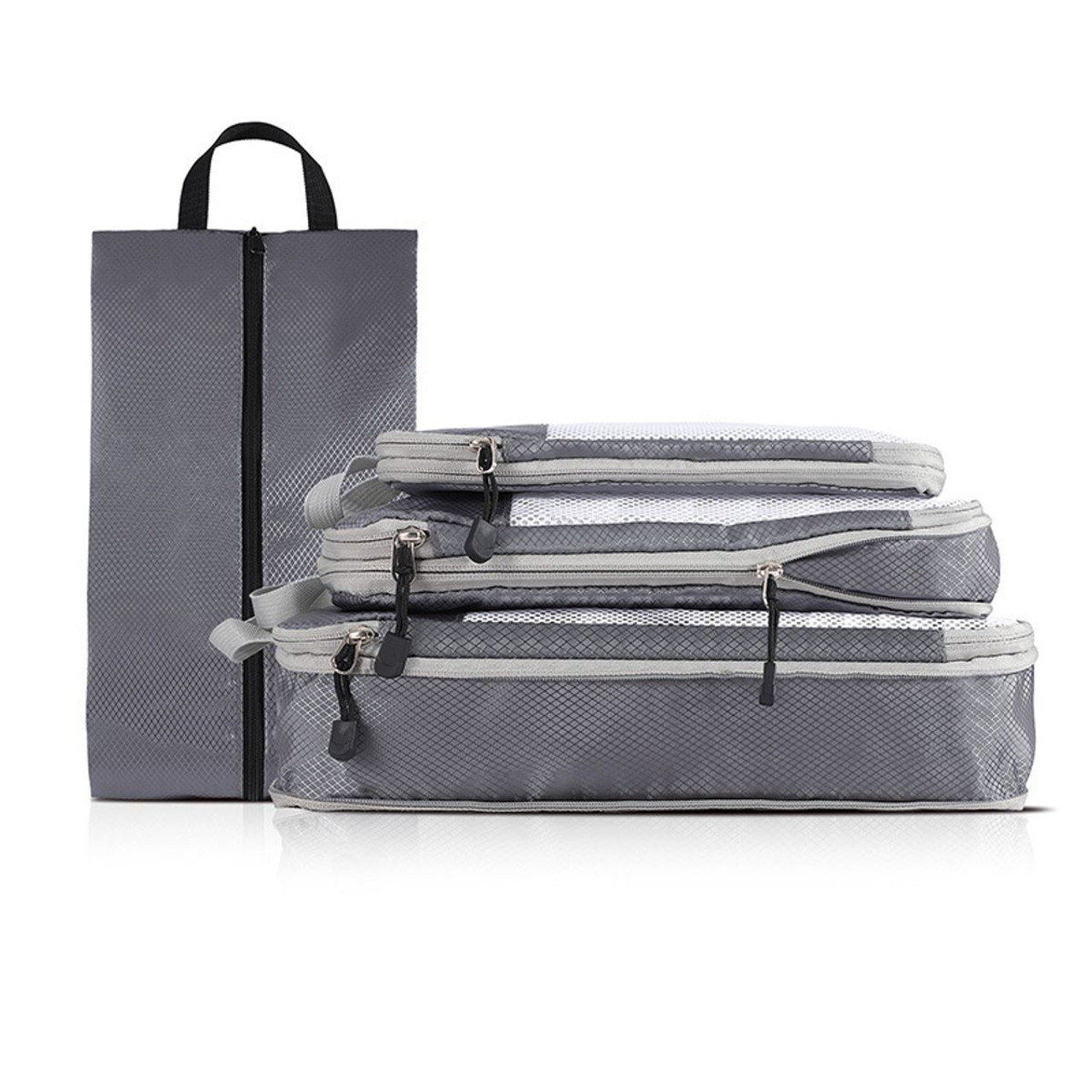 4 pcs Pack  Travel Luggage Compression Bags - Lightweight, Dustproof, and Versatile Storage Organizers Color Grey product image