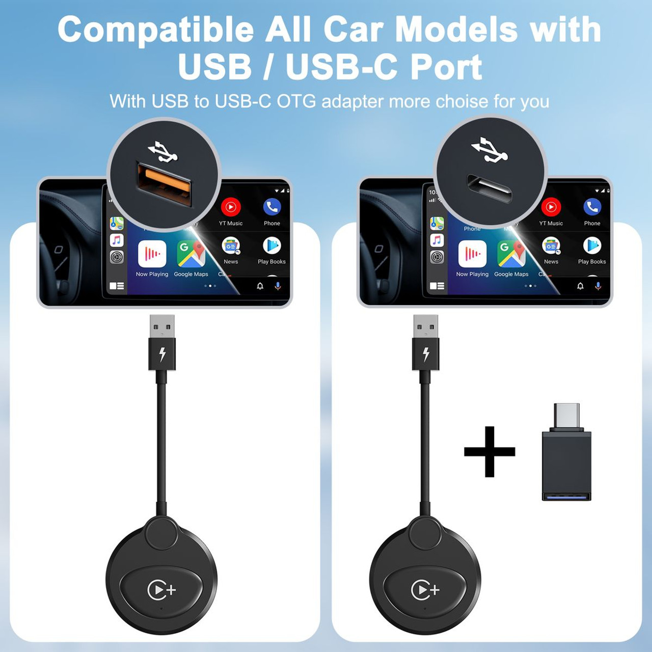 Wireless CarPlay Adapter for Wired CarPlay Upgrade Plug Play Wireless CarPlay Dongle Converts Wired to Wireless Fast and Easy Use Fit for iPhone iOS 12+ Color Black product image
