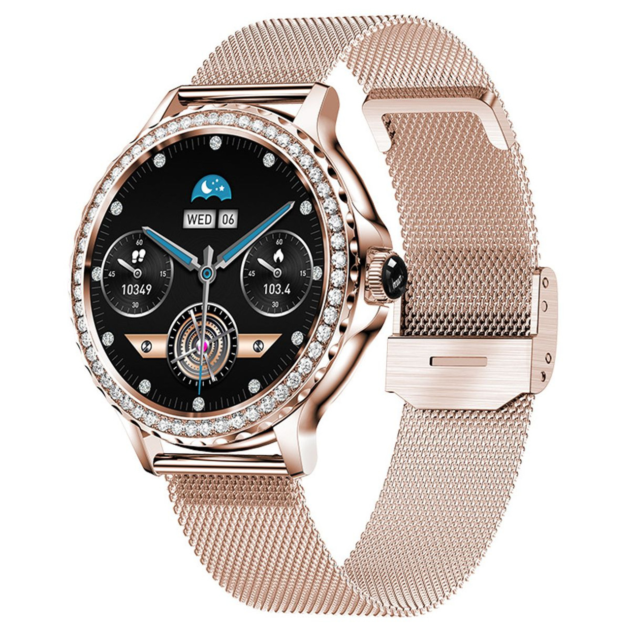 Smart Watch For Lady Women Bluetooth Call 100+Sports Mode Fitness Women DIY Dials With Body/Sleep Monitor For IOS Android Color Rosegold product image