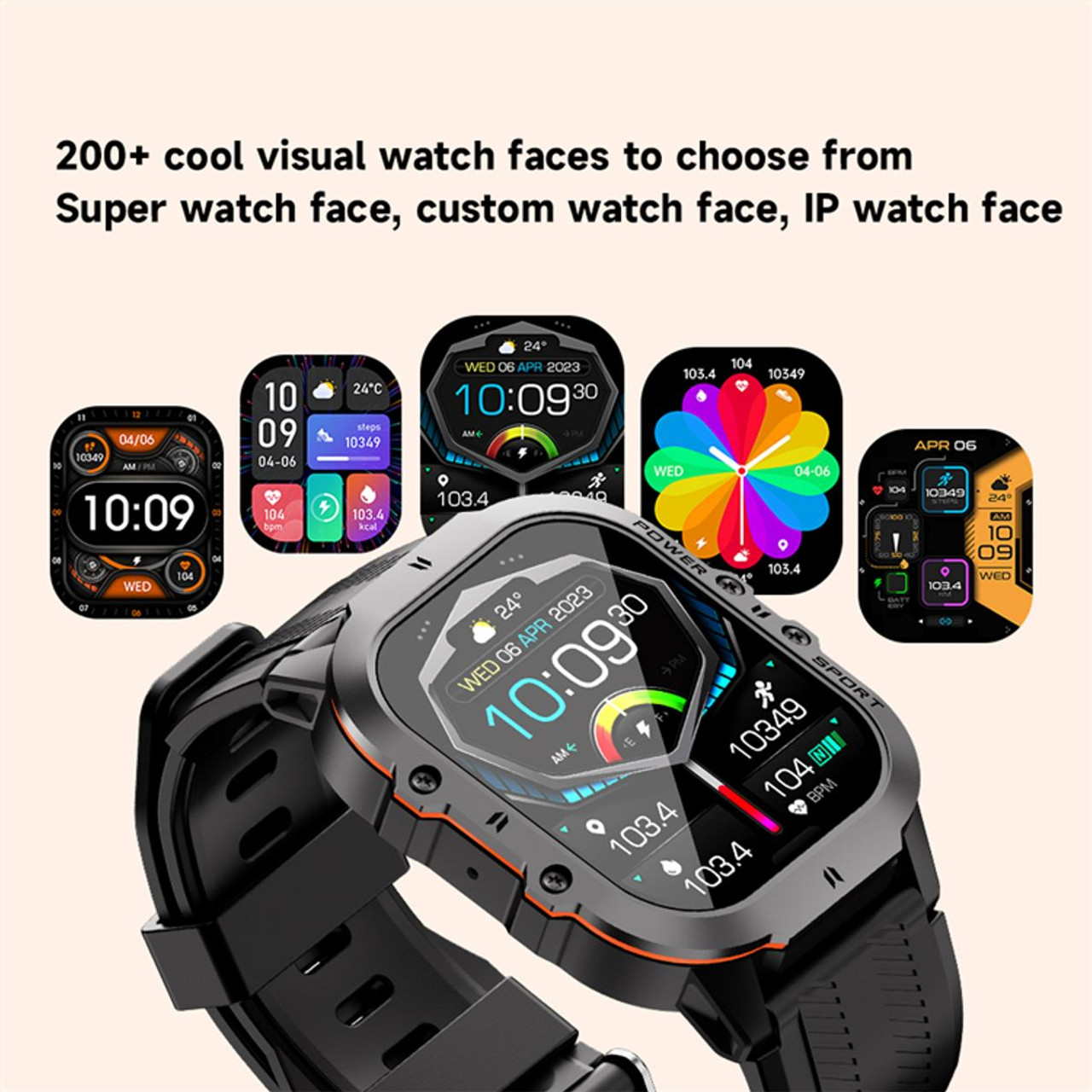 Smart Watch, Bluetooth Call(Answer/Make Call),1.95inch AMOLED HD Display,AI Voice Assistant,100+ Sport Mode,Compatible for Android/iOS Color Orange product image