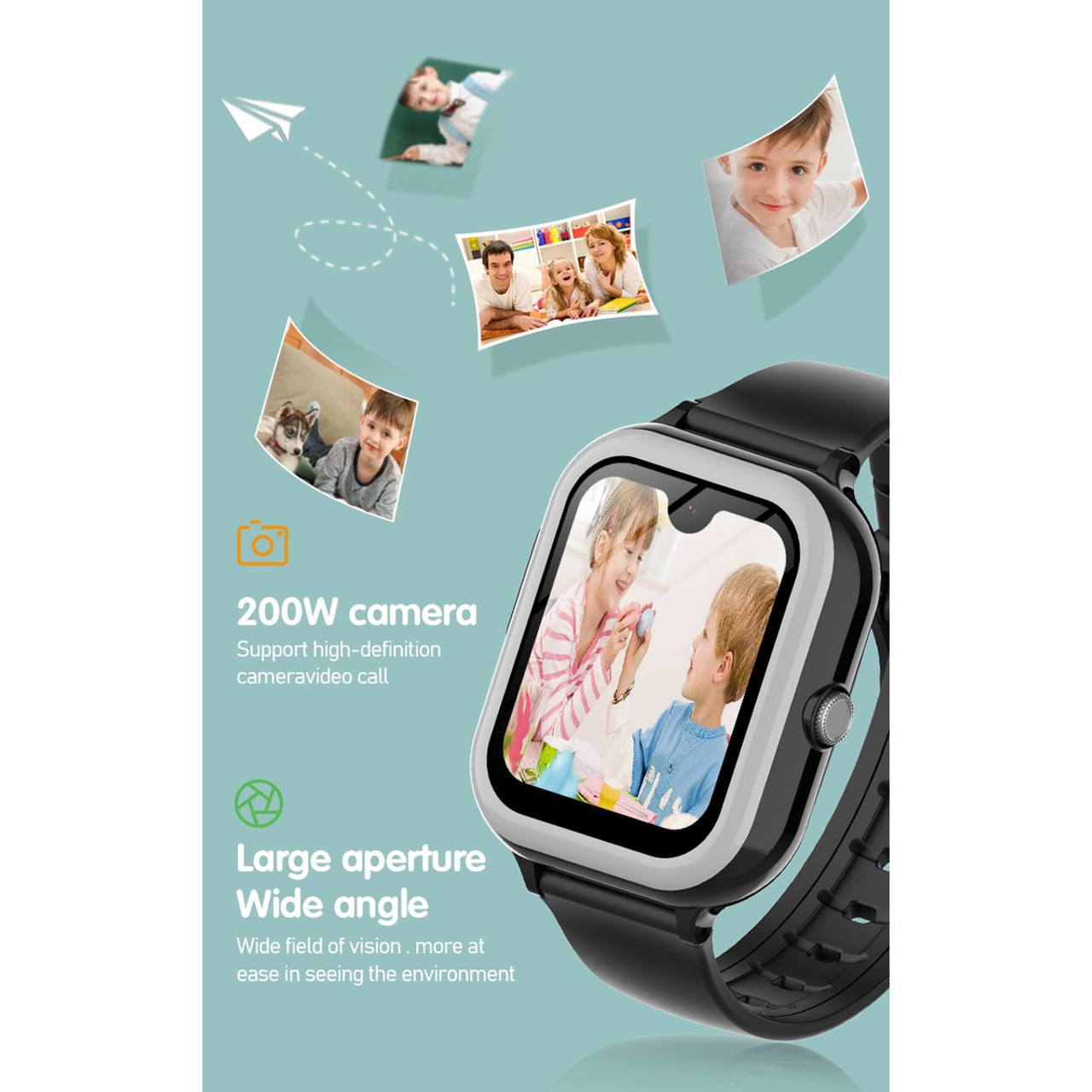 Kids smart watch 1.78 HD Screen,2 Megapixels Under Screen Camera,AMOLED, vedio call, Safety Calls, Camera, GPS,SOS,WHATSAPP boys and girls watch COL Pink product image