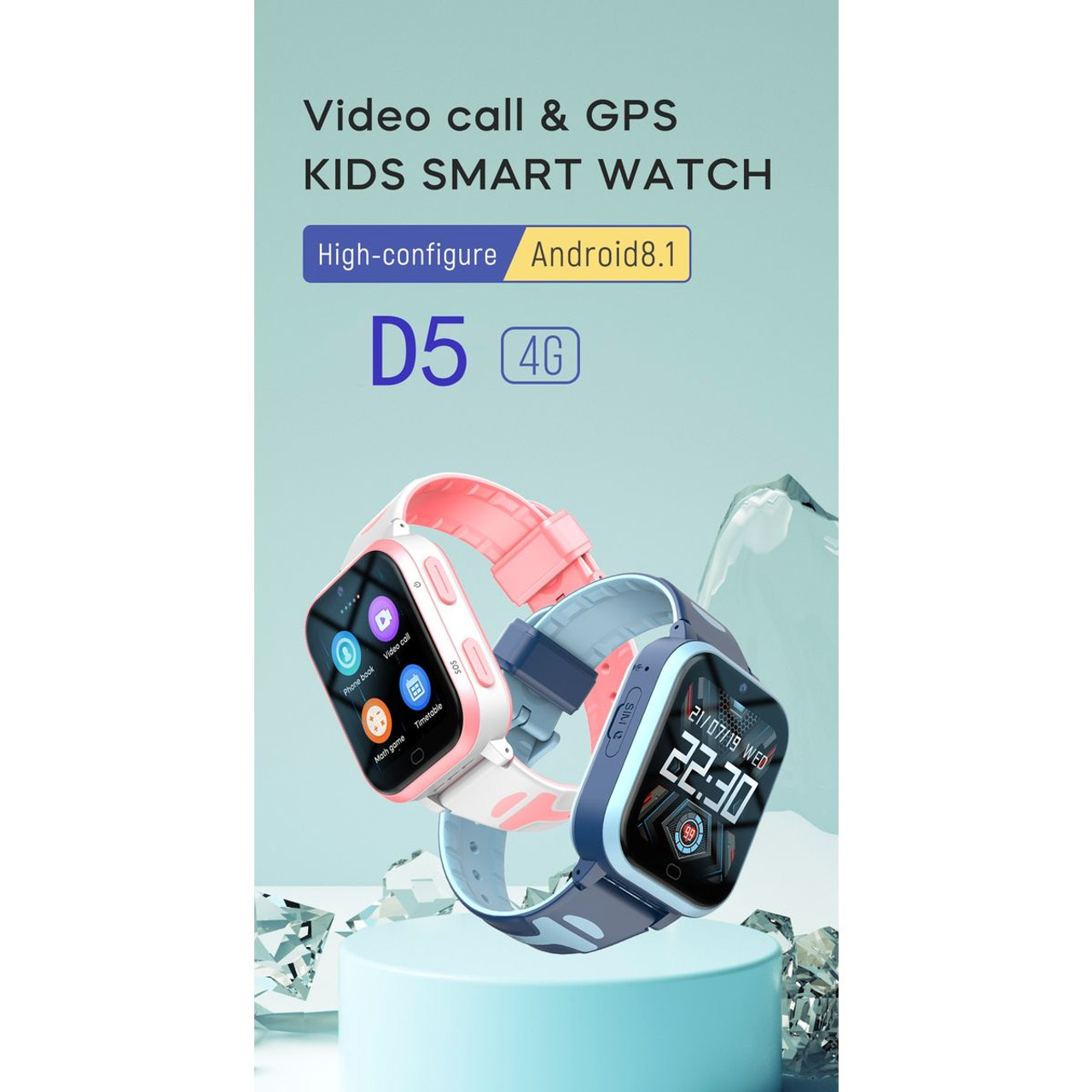 Kids smart watch 1.69 HD Screen, vedio call, Safety Calls, Camera, GPS,SOS,WHATSAPP,TIKTOK,FACEBOOK, Step Tracker，boys and girls watch COL Black product image