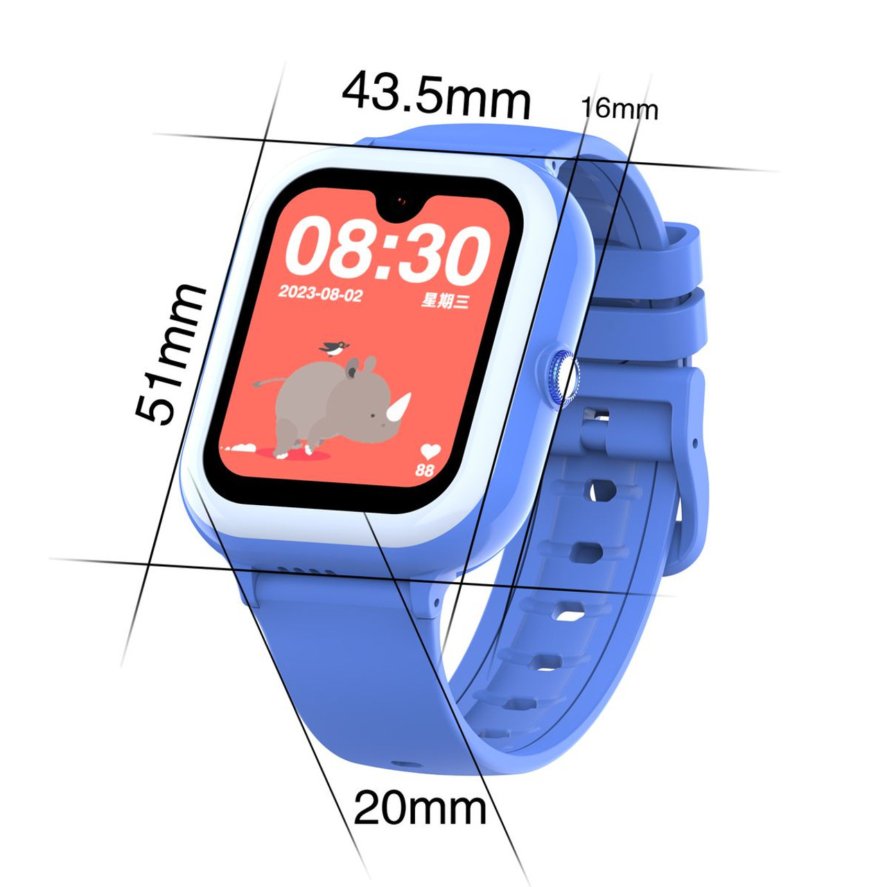 Kids smart watch 1.78 HD Screen,2 Megapixels Under Screen Camera,AMOLED, vedio call, Safety Calls, Camera, GPS,SOS,WHATSAPP,TIKTOK,FACEBOOK, Step Tracker，boys and girls watch COL Blue product image