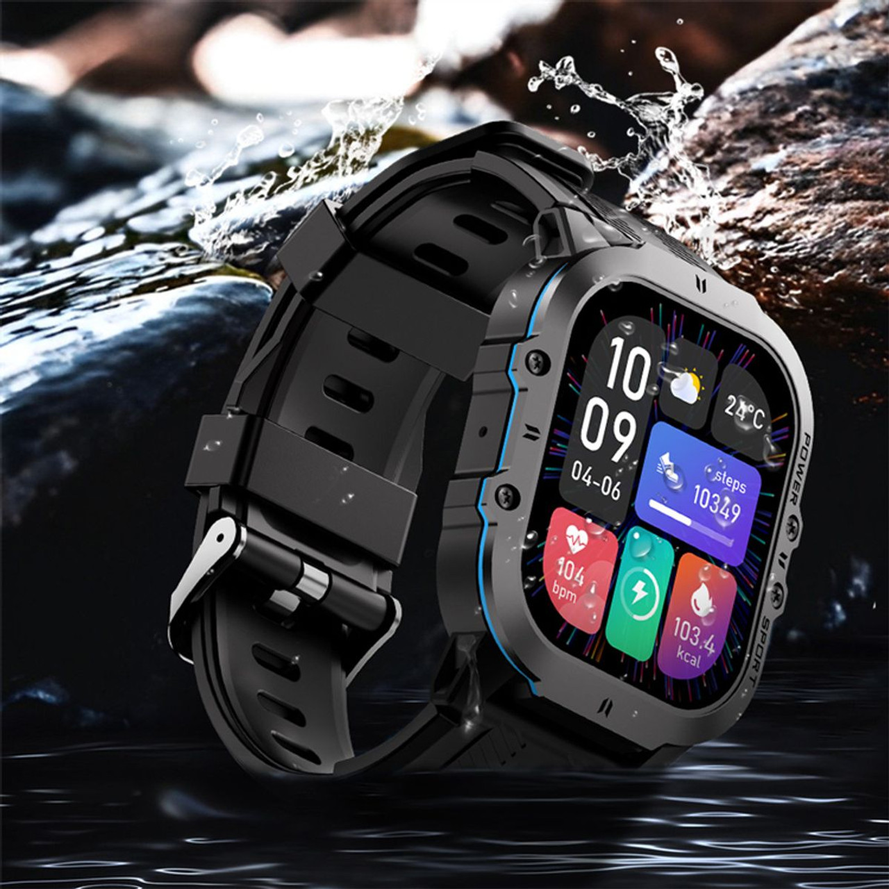 Smart Watch, Bluetooth Call(Answer/Make Call),1.95inch AMOLED HD Display,AI Voice Assistant,100+ Sport Mode,Compatible for Android/iOS Color Blue product image