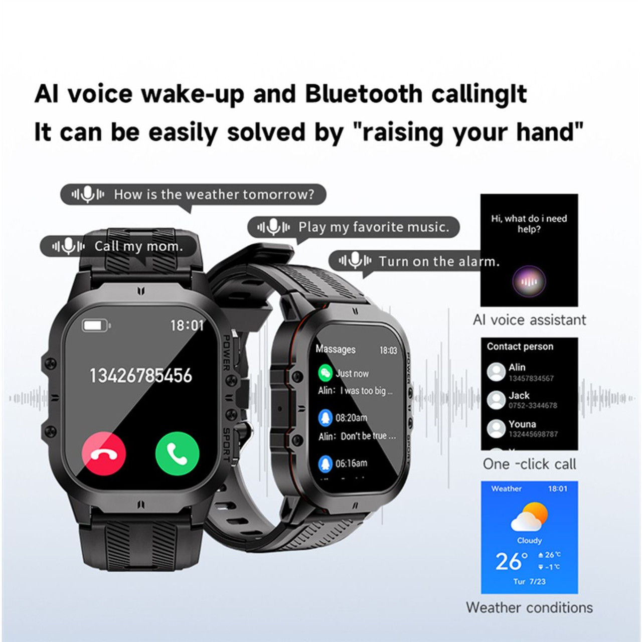 Smart Watch, Bluetooth Call(Answer/Make Call),1.95inch AMOLED HD Display,AI Voice Assistant,100+ Sport Mode,Compatible for Android/iOS Color Blue product image