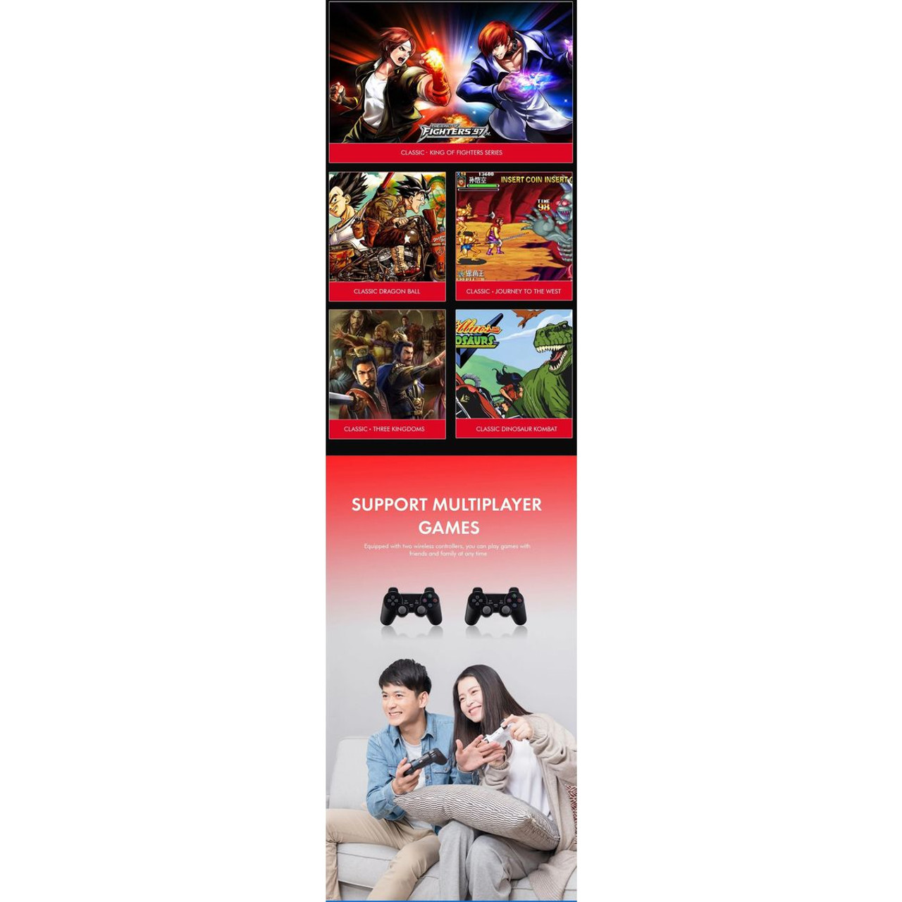 64G 4K 30000+ Games Stick 3D HD Retro Video Game Console WITH Wireless Controller TV 50 Emulator For PS1/N64/DC product image