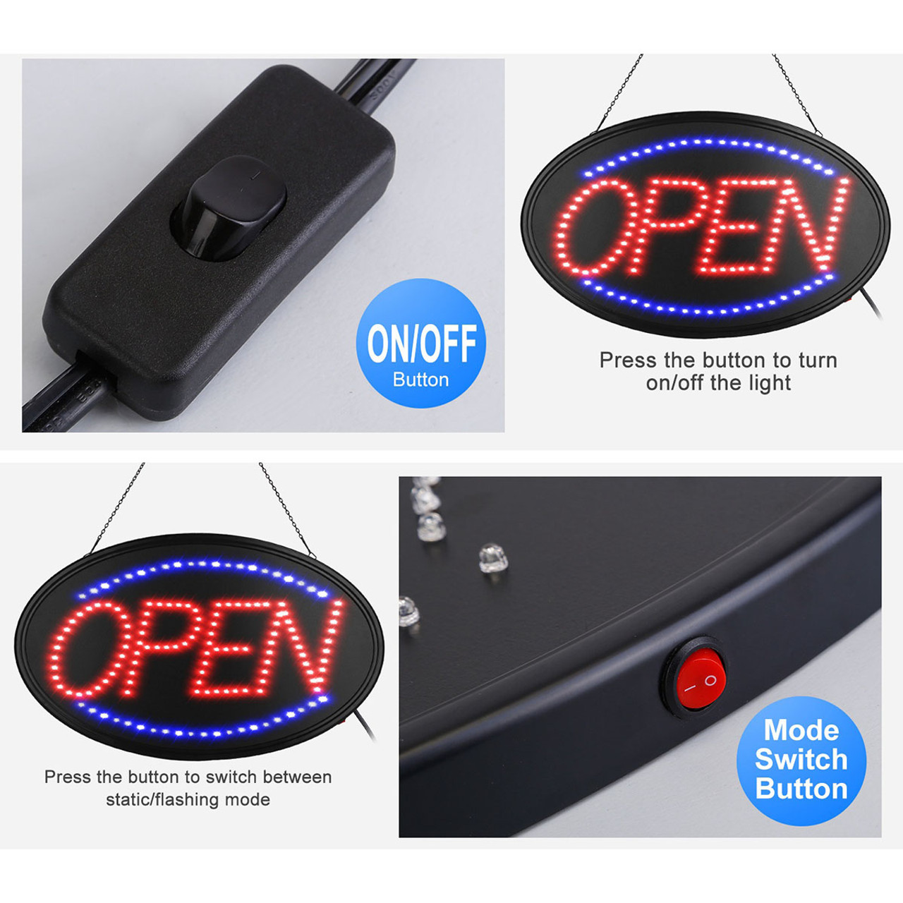iMounTEK® Neon LED 'Open' Sign & Hours of Operation Signage product image
