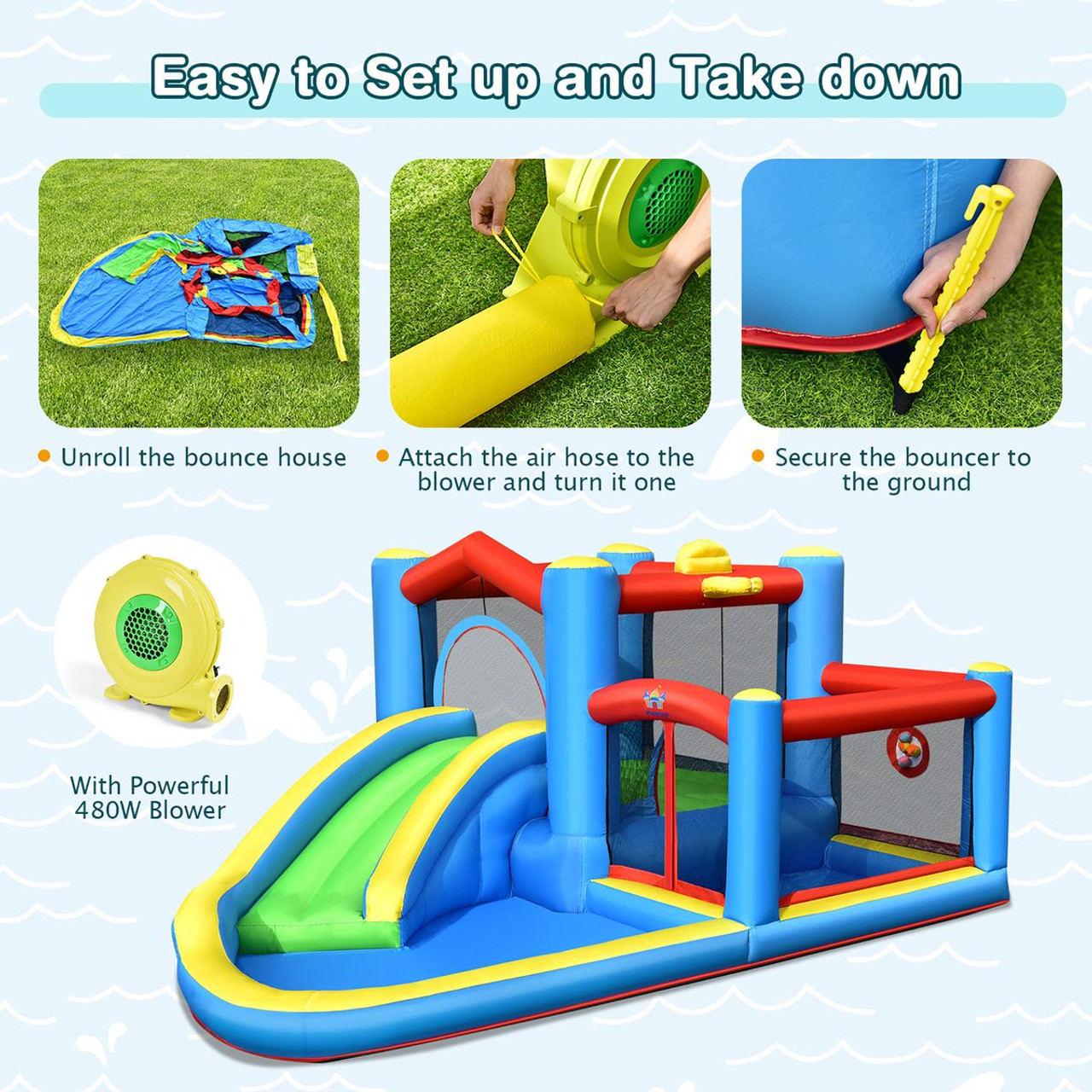 Kids' Inflatable Water Slide Bounce Castle (With or Without Blower) product image