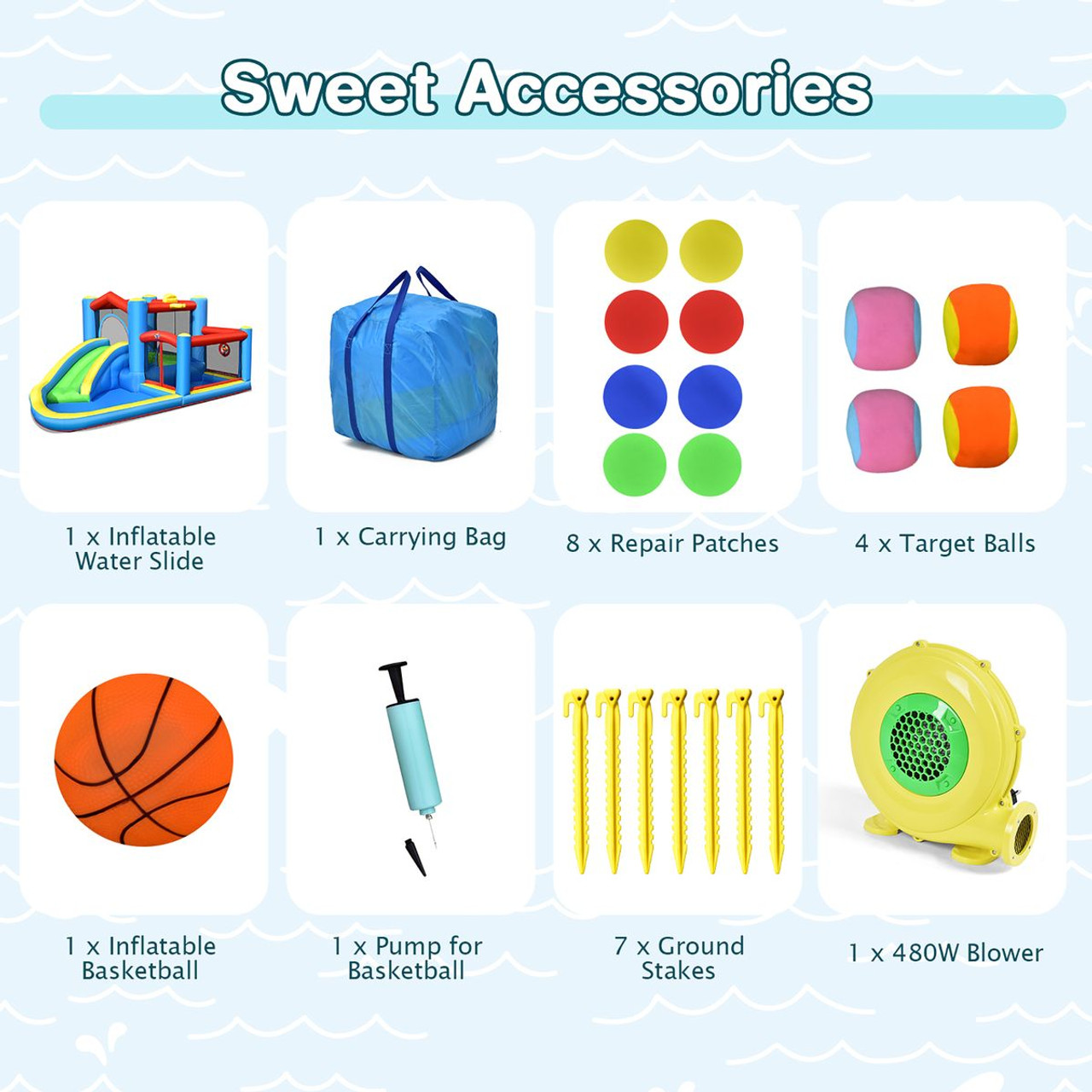 Kids' Inflatable Water Slide Bounce Castle (With or Without Blower) product image