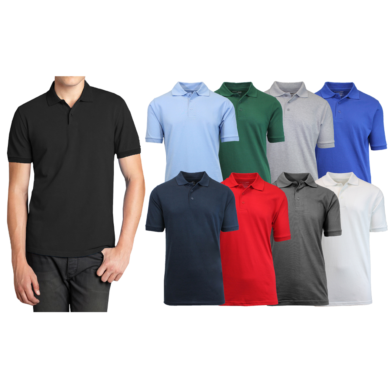 Men's Short Sleeve Pique Polo Shirt (5-Pack) product image