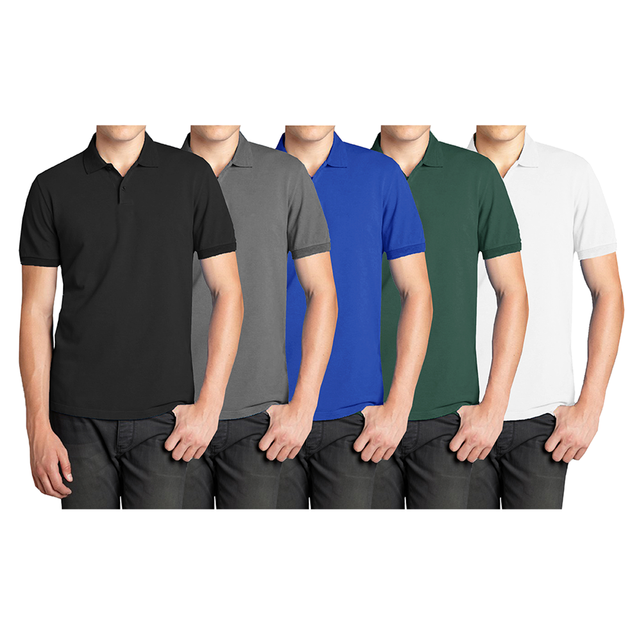 Men's Short Sleeve Pique Polo Shirt (5-Pack) product image