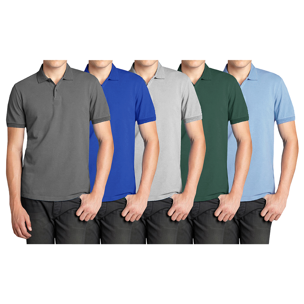 Men's Short Sleeve Pique Polo Shirt (5-Pack) product image