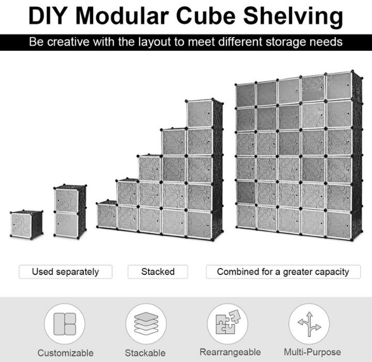 30-Cube DIY Organizer Cabinet with Doors product image