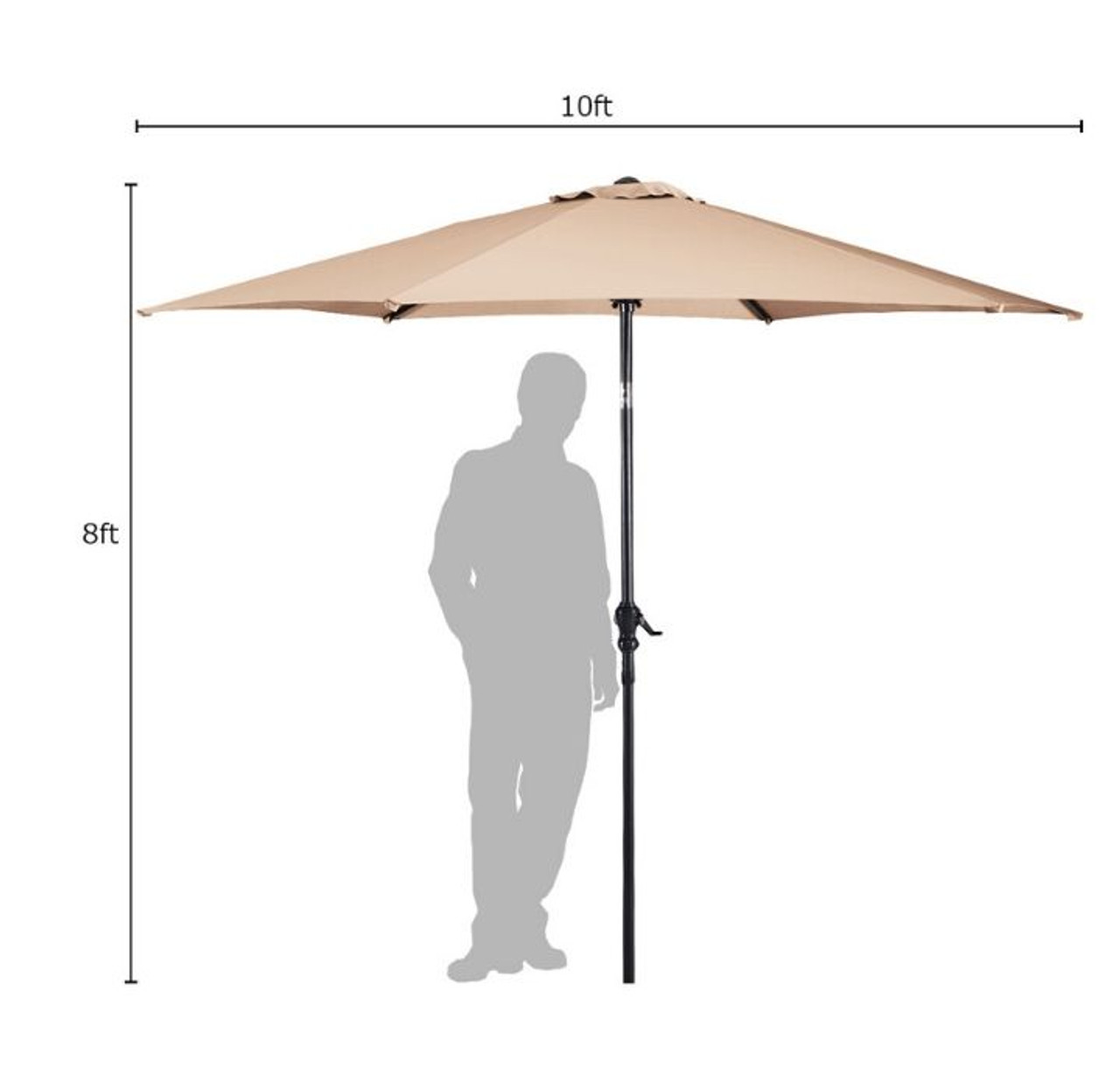 Beige 9-ft or 10-ft 6-Rib Outdoor Tilt Umbrella with Crank product image