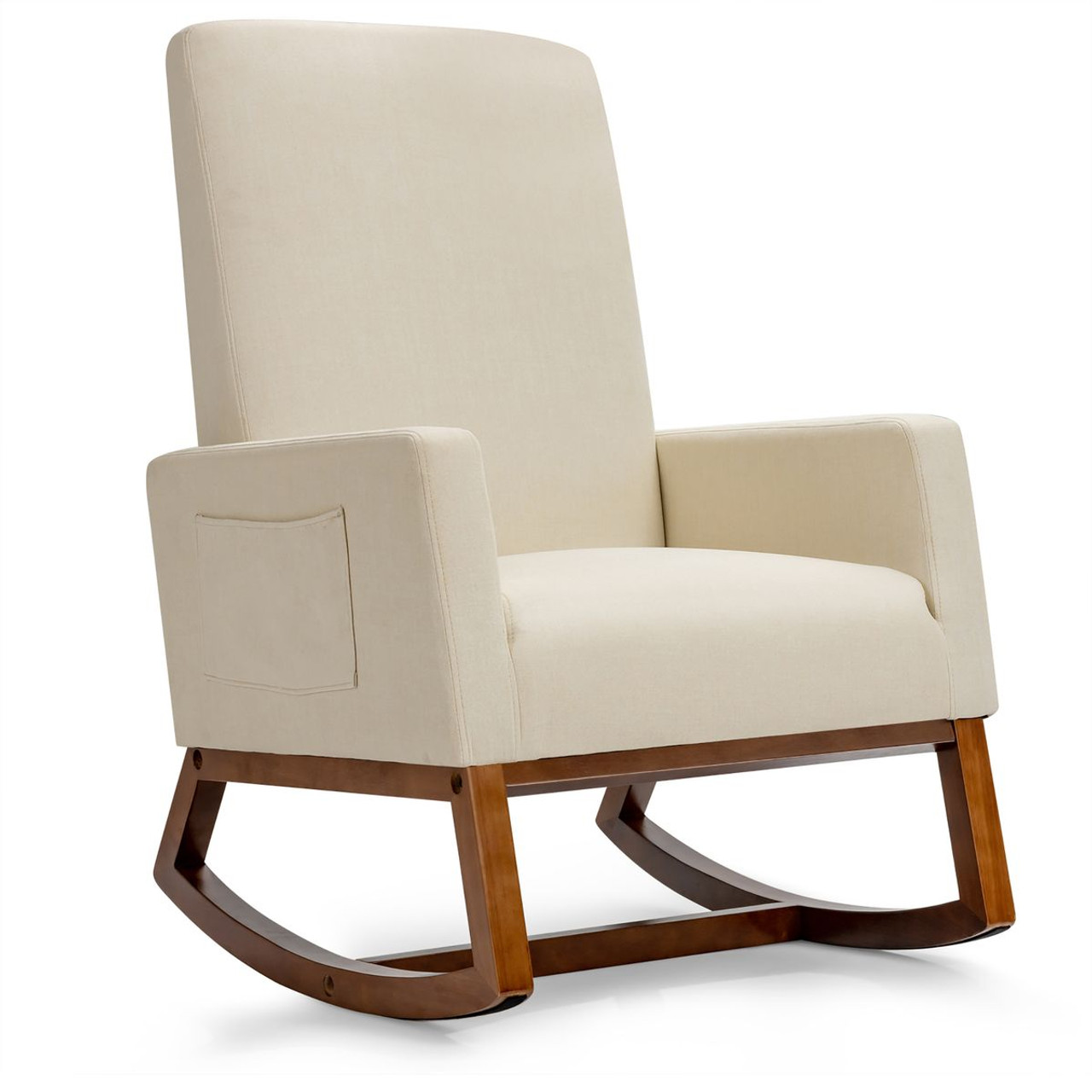 Rocking High-Back Upholstered Lounge Armchair with Side Pocket product image