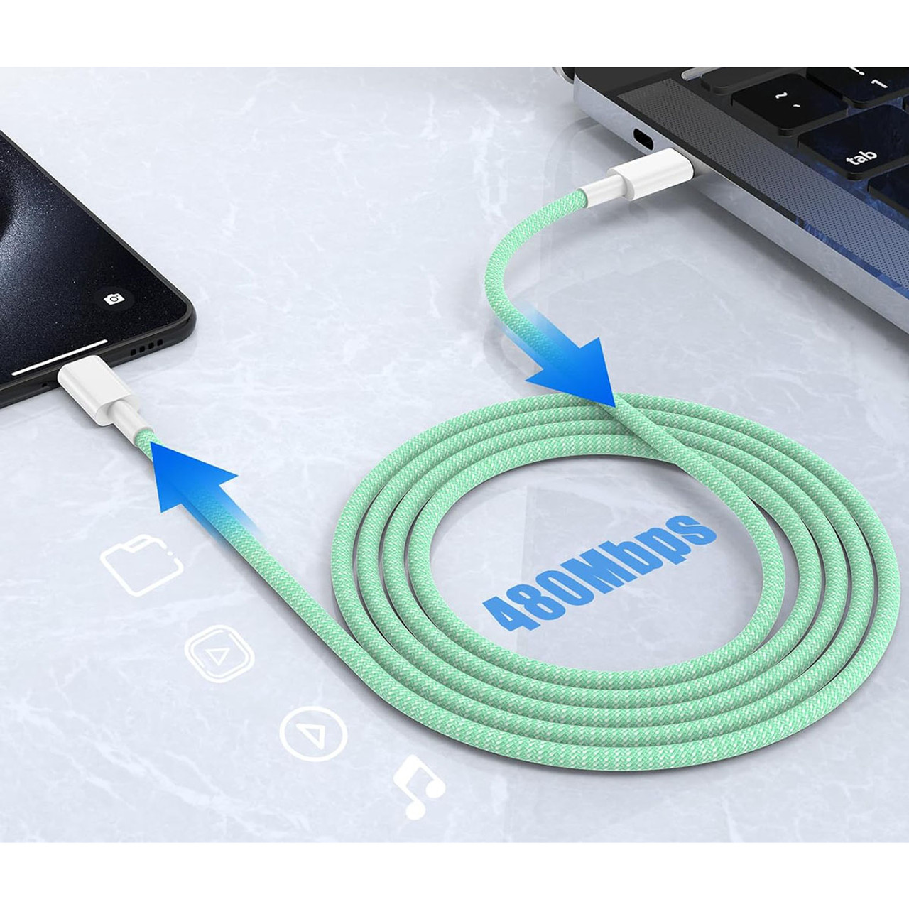 6-Foot USB-C to USB-C 3A Fast Charging Braided Charge Cord (1- or 2-Pack) product image