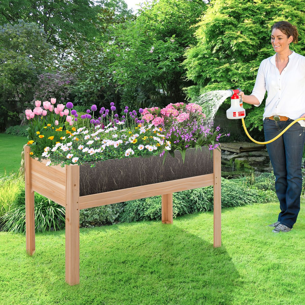 30-Inch Wooden Raised Garden Bed with Transparent Sides product image