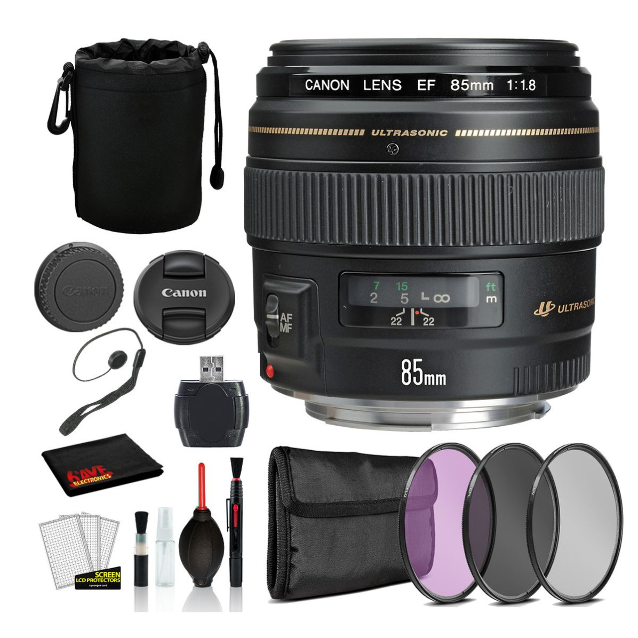 Canon EF 85mm f/1.8 USM Lens with Bundle product image