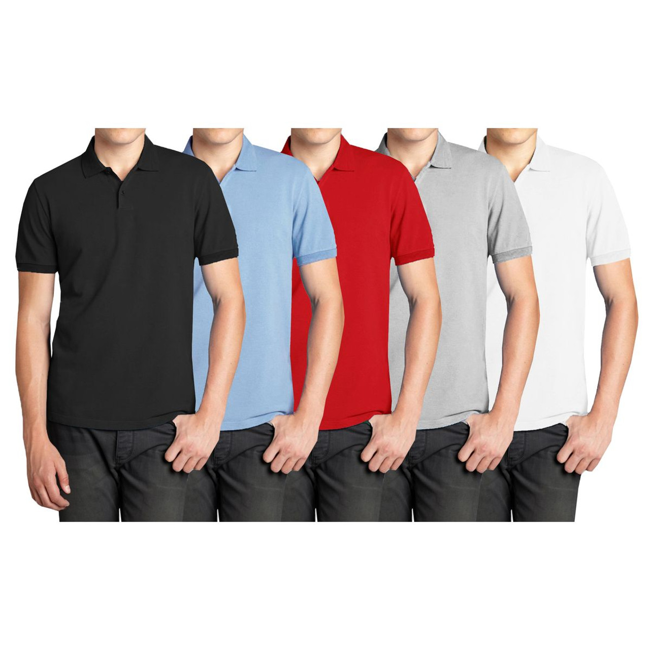 Men's Short-Sleeve Pique Polo Shirt (5-Pack) product image