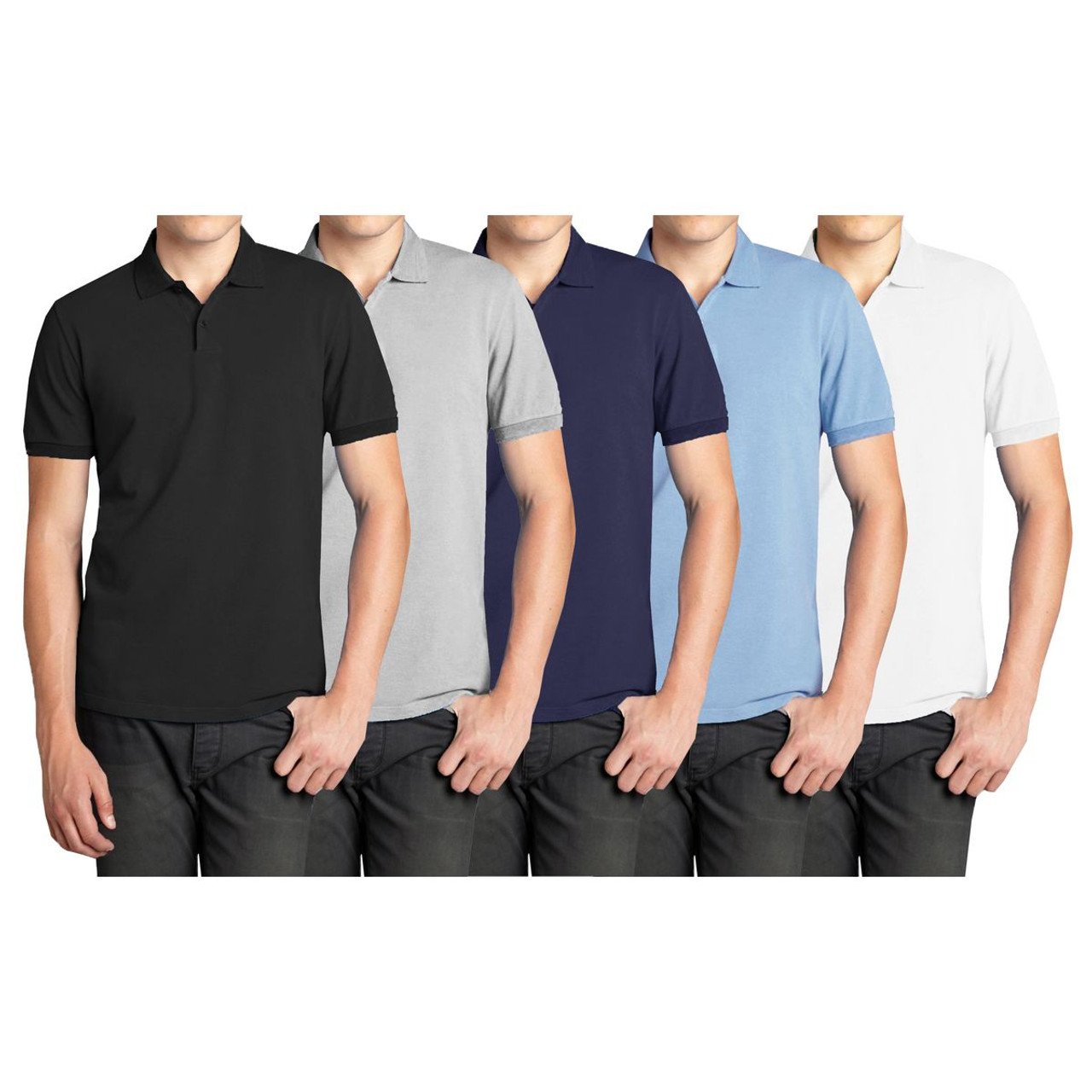 Men's Short-Sleeve Pique Polo Shirt (5-Pack) product image