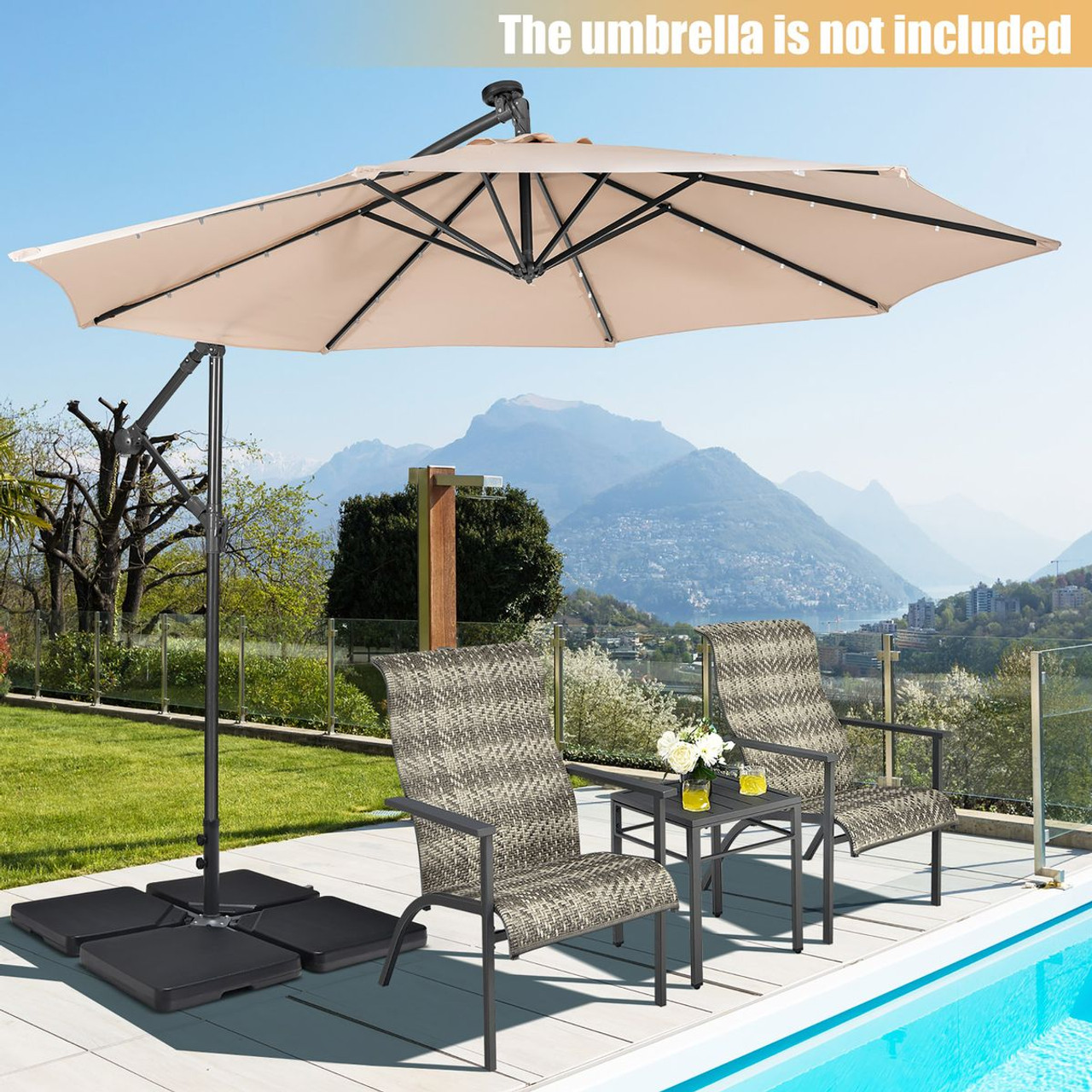 4-Piece 4.3-Gallon Cantilever Offset Patio Umbrella Base with Easy-Fill Spouts product image