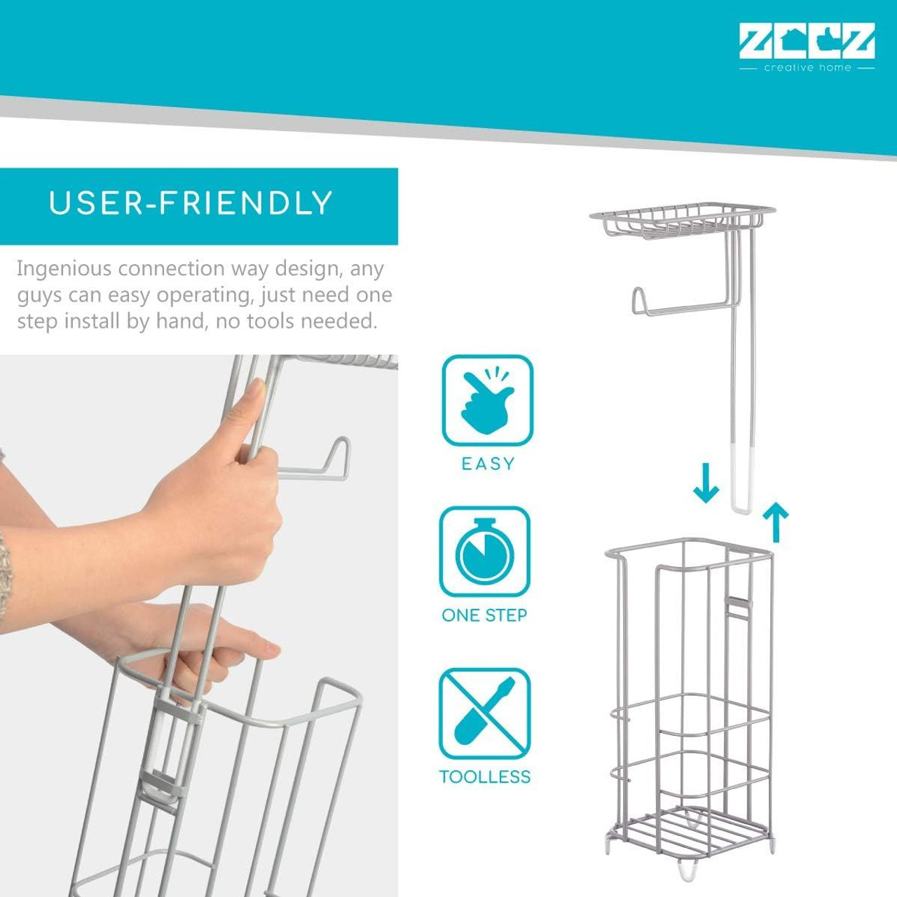 ZCCZ Freestanding Toilet Paper Holder Stand product image