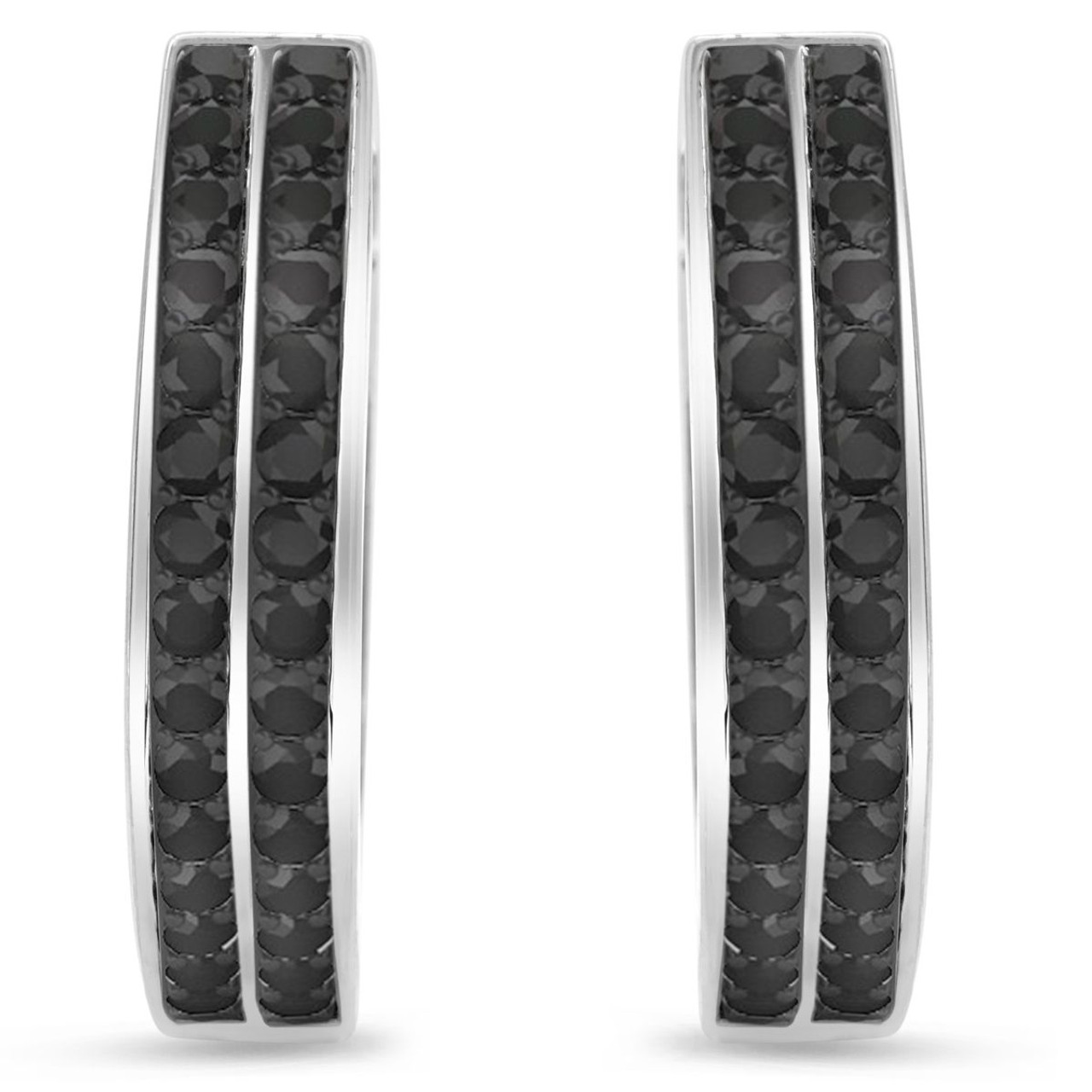 1-Carat 2-Row Black Diamond Hoop Earrings product image