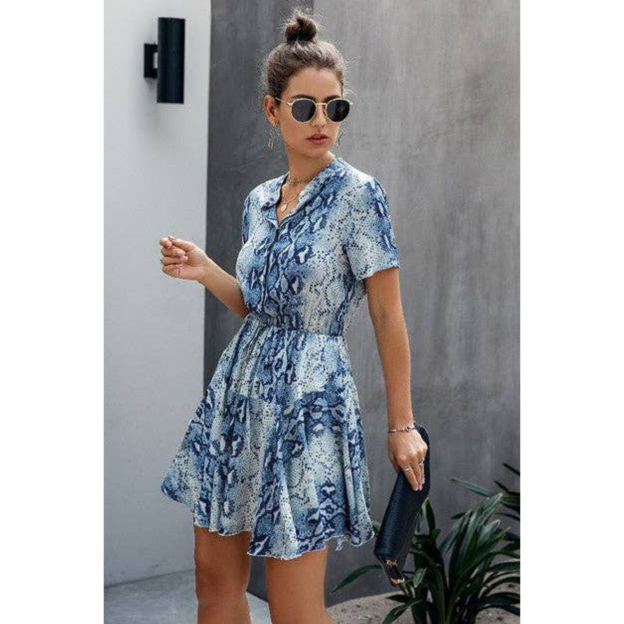 Women's Wild Print Drawstring Mini Dress product image