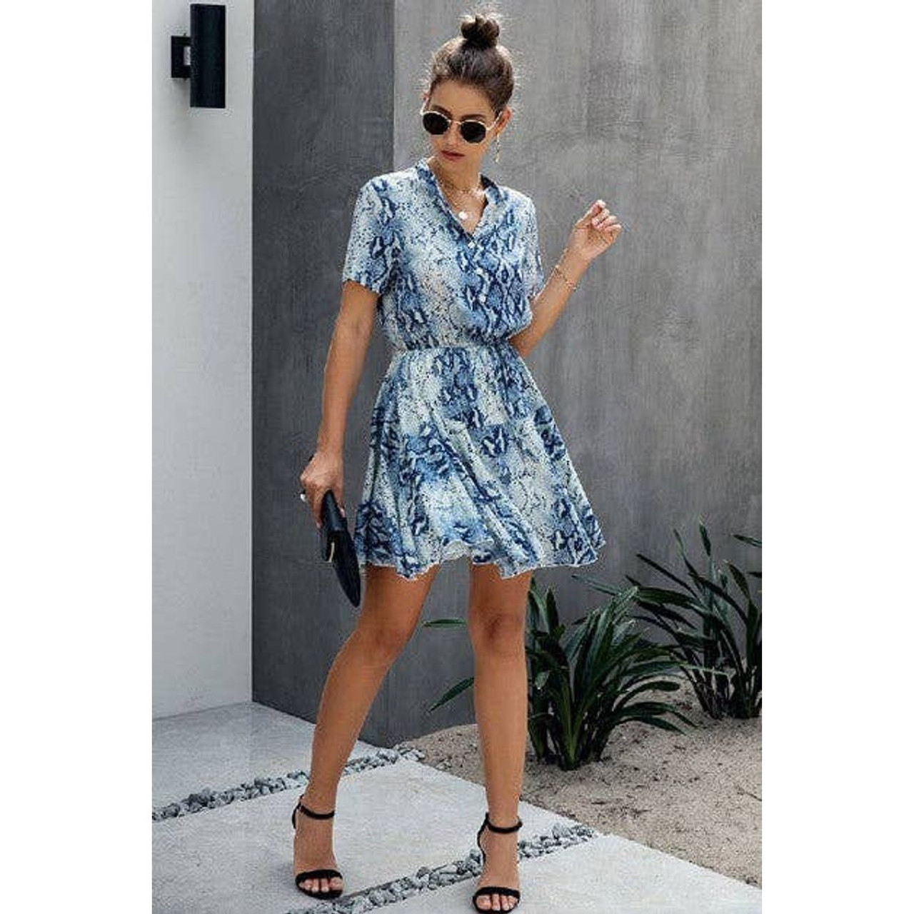 Women's Wild Print Drawstring Mini Dress product image