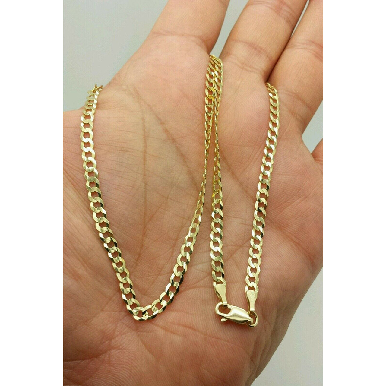 3mm 10K Solid Yellow Gold Italian Cuban Curb Chain product image