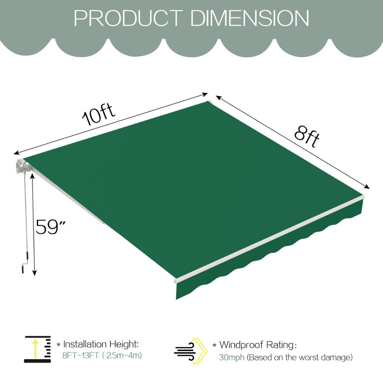 Manual Retractable Sun Shade Awning with Manual Crank product image