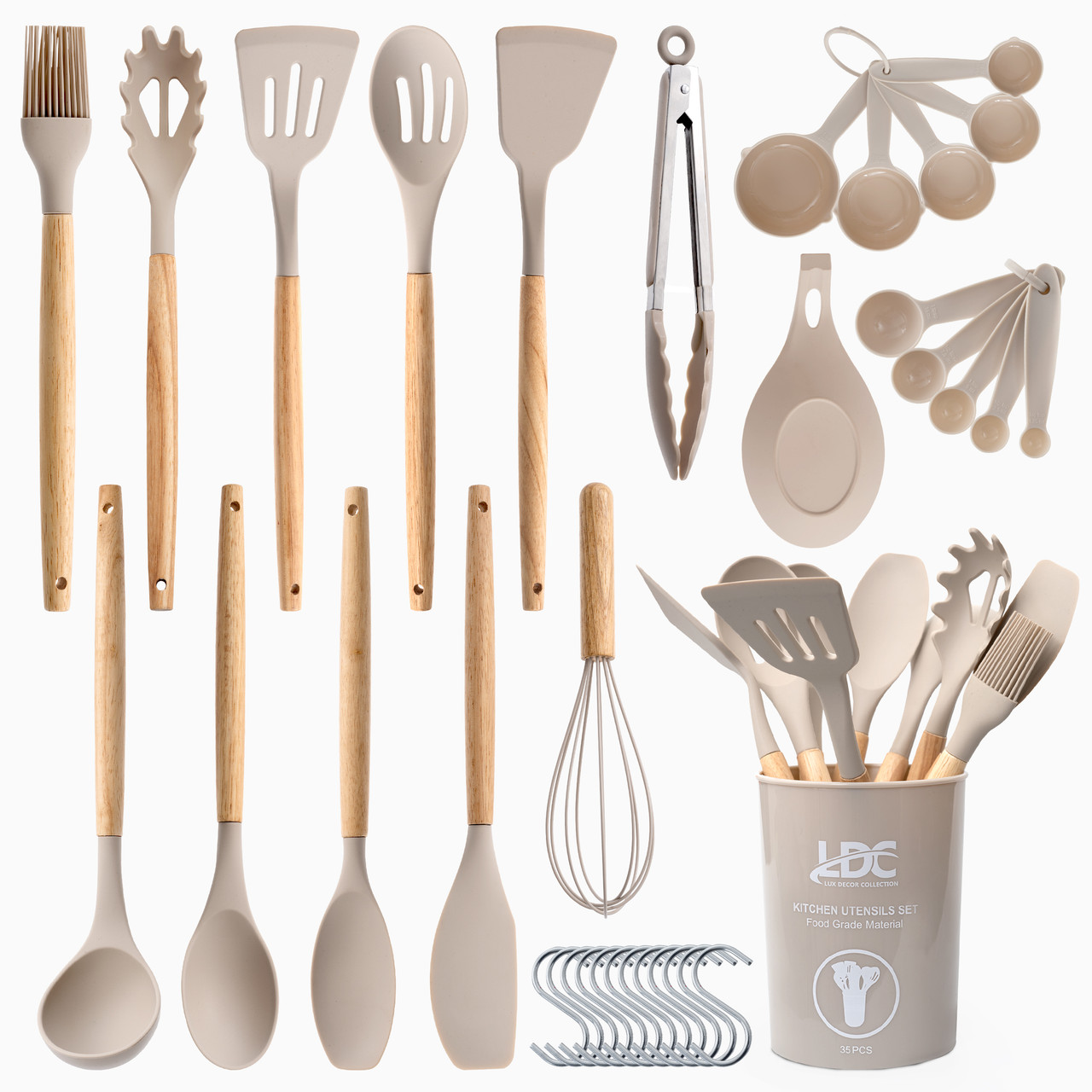 35-Piece Wooden Non-stick Kitchen Utensils Set, Bpa-free product image