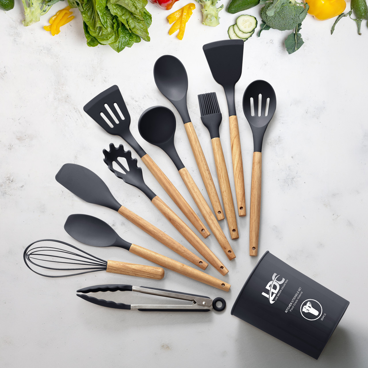 35-Piece Wooden Non-stick Kitchen Utensils Set, Bpa-free product image