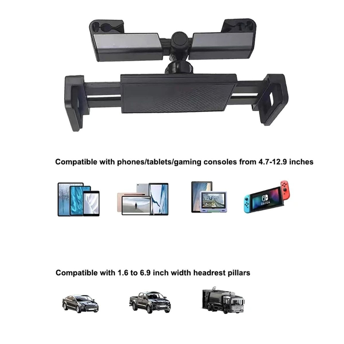 360° Rotation Adjustable Car Headrest Phone Holder  product image
